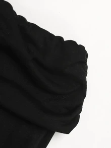 SHEIN 兒童青少年女款時尚休閒針織喇叭褲 黑色/棕色 素色 秋冬款，4款隨機發貨1件 - 黑色 - 查看 5