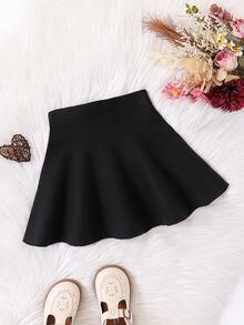 SHEIN Genkimix Kids 少女纯色简约日常毛衣连衣裙 少女黑色半身裙 黑色半身裙 黑色半身裙 黑色迷你裙 女童百褶裙 少女半身裙 黑色半身裙 黑色半身裙 半身裙 - 黑色 - 查看 3