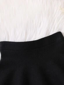 SHEIN Genkimix Kids 少女纯色简约日常毛衣连衣裙 少女黑色半身裙 黑色半身裙 黑色半身裙 黑色迷你裙 女童百褶裙 少女半身裙 黑色半身裙 黑色半身裙 半身裙 - 黑色 - 查看 5