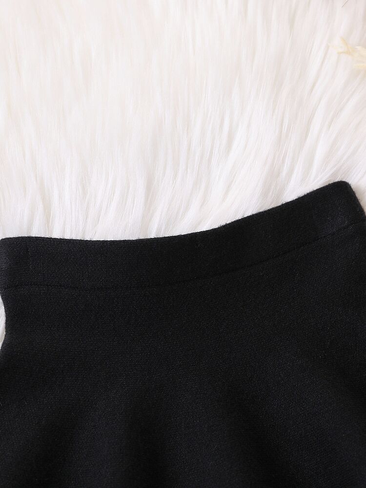 SHEIN Genkimix Kids 少女纯色简约日常毛衣连衣裙 少女黑色半身裙 黑色半身裙 黑色半身裙 黑色迷你裙 女童百褶裙 少女半身裙 黑色半身裙 黑色半身裙 半身裙 - 黑色 - 查看 4