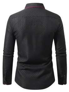 Core Aspect Men's Long Sleeve Colorblock Versatile Business Casual Shirt - Black - View 2