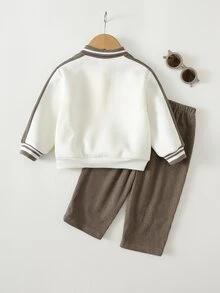Cozy Pixies 男嬰可愛拼色短袖 Polo 衫與冬季長褲套裝 - 彩色 - 查看 2
