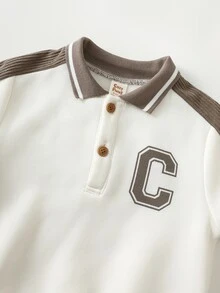 Cozy Pixies 男嬰可愛拼色短袖 Polo 衫與冬季長褲套裝 - 彩色 - 查看 5