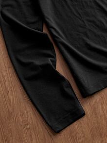 ESTAVOR Men's Solid Color Button Half-Placket Long Sleeve Casual T-Shirt - Black - View 6