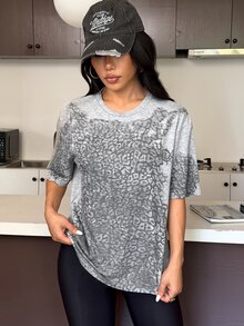 Muchica 女款簡約百搭短袖運動T恤，適合日常穿著 - 灰色 - 查看 4