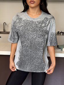 Muchica 女款簡約百搭短袖運動T恤，適合日常穿著 - 灰色 - 查看 8