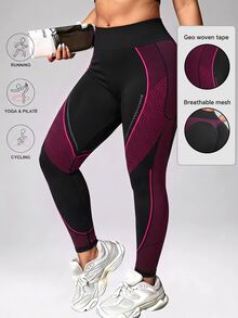 Innovista Innovista WWomen's Plus Size Seamless Wavy Striped Leggings High Waist Booty Lift High Stretch Squat Proof Compression Gym Yoga Running Activewear - Black - View 6