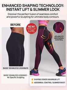 Innovista Innovista WWomen's Plus Size Seamless Wavy Striped Leggings High Waist Booty Lift High Stretch Squat Proof Compression Gym Yoga Running Activewear - Black - View 2