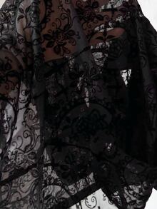 EgrlEra 黑色十字印花鉤扣門襟透視短版上衣 無內衣款 萬聖節夜店夏季哥德風性感 - 黑色 - 查看 7