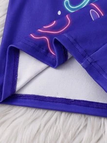 Baju Anak Perempuan Musim Gugur/Dingin yang Pas di Badan dengan Motif Tengkorak dan Halloween yang Keren dan Manis, Sempurna untuk di Rumah, Pakaian Santai, Pesta, dan Paduan dengan Keluarga. - Purple - View 10