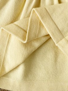 SHEIN Baby Girl Colorblock Patchwork Ruffle Long Sleeve Cute Knitted Dress Family Matching White Autumn Cute Babygirl - Yellow - View 9