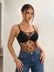 SomedayCozy 1 Peça Camiseta de Malha em Formato de Coração, Tops de Verão Y2K, Tops para o Verão, Espartilho, Top Cropped, Top, Looks de Verão, Regata, Para Sair - Preto - Visão 3