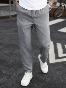 Manfinity CasualCool Men's Mature Casual Dark Gray Tapered Pants - Dark Grey - View 1