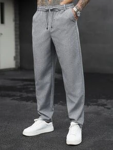 Manfinity CasualCool Men's Mature Casual Dark Gray Tapered Pants - Dark Grey - View 3