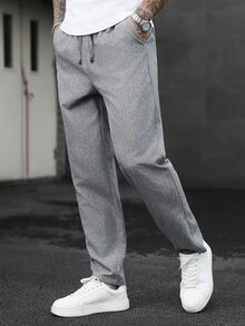 Manfinity CasualCool Men's Mature Casual Dark Gray Tapered Pants - Dark Grey - View 5