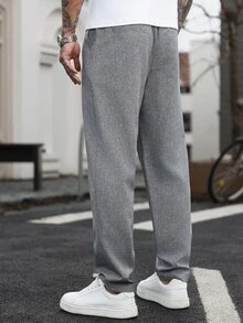 Manfinity CasualCool Men's Mature Casual Dark Gray Tapered Pants - Dark Grey - View 2