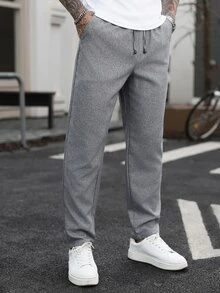 Manfinity CasualCool Men's Mature Casual Dark Gray Tapered Pants - Dark Grey - View 4