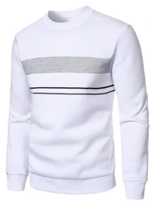 Manfinity Homme Men's Fashion Casual Active Streetwear Colorblock Black And White Striped Light Grey Sweatshirt Sweatpants Set Gym Work Autumn - Multicolor - View 3
