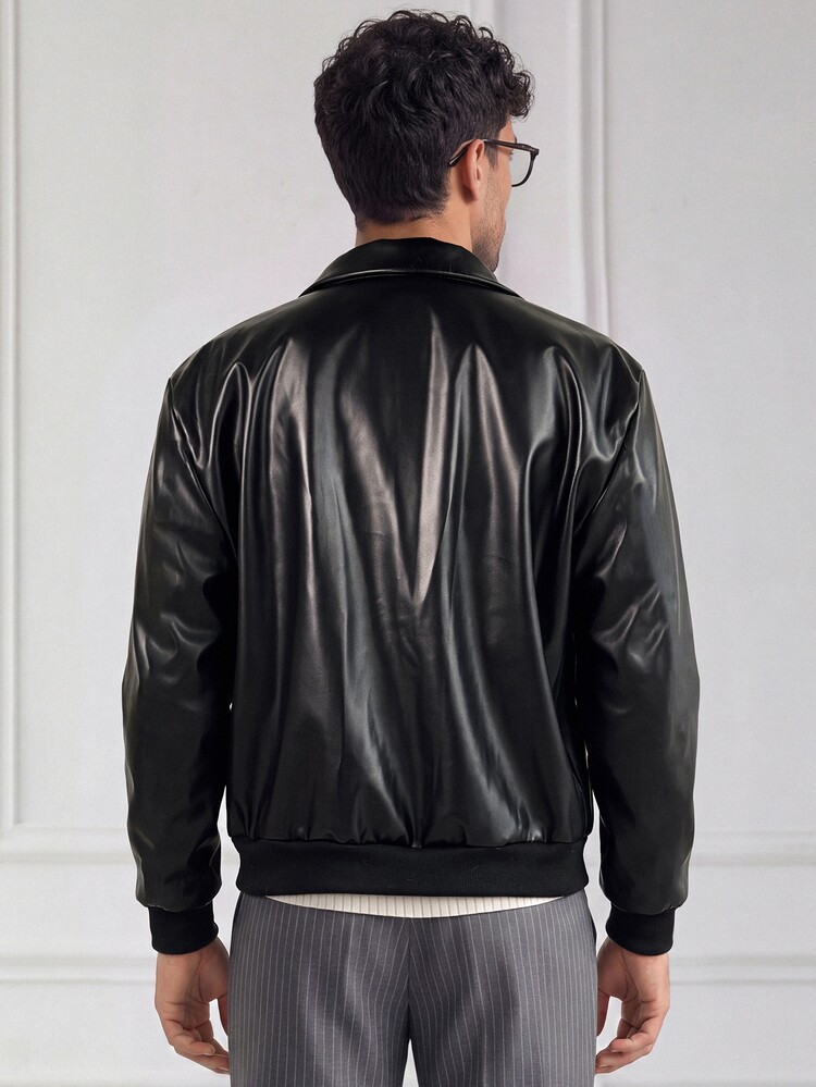 HUEFORM Men's Old Money Black Leather, Loose Fit. Jaclet,Seam Detailing Creates A More Structured Silhouette, Perfect For Stylish, On-The-Go Outfits For Men - Black - View 2
