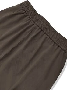 ÉpureWay Men Flap Pocket Side Drawstring Waist Oversize Cargo Pants, Fall Wide Leg - Chocolate Brown - View 6