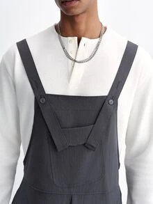 TOKVUE Men's Fashion Commuter Solid Color Cargo Overalls - Dark Grey - View 6