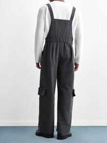 TOKVUE Men's Fashion Commuter Solid Color Cargo Overalls - Dark Grey - View 2