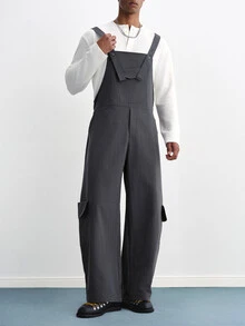 TOKVUE Men's Fashion Commuter Solid Color Cargo Overalls - Dark Grey - View 5
