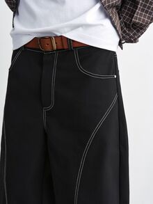 TOKVUE Men's Wide Leg Loose Casual Versatile Long Pants - Black - View 7