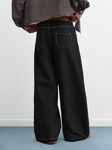 TOKVUE Men's Wide Leg Loose Casual Versatile Long Pants - Black - View 3