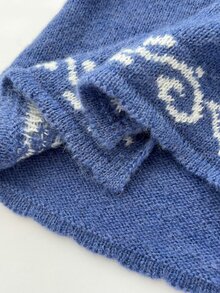 Elamini French Vintage Jacquard Knit Cardigan, Spring/Autumn V-Neck Flared Sleeve Top, Y2K Outfit - Blue - View 6