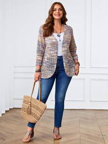 Rosumi 大码度假休闲彩色花卉网纱针织开襟七分袖修身短款外套，适合初秋穿着，秋冬季乡村音乐会波西米亚风冬季外套 - 彩色 - 查看 4