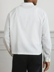 HUEFORM Men's Chinese Style Frog Button Short Shirt, Long Sleeve, Autumn, Casual & Vacation, Minimalist - White - View 2