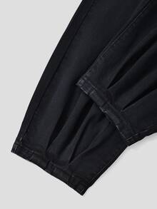 GlowEve CURVE Plus Size Women's Fashion Casual Versatile Ruched Ankle-Length Denim Jeans - Black - View 5