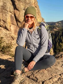 WanderVale Jaket Fleece Outdoor Lengan Panjang Wanita dengan Resleting Depan - Grey - View 6