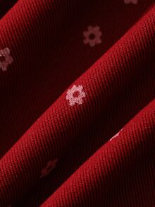 Dazy Plus Printed Floral Pattern Bodycon Sexy Contrast Lace Camisole Nightgown, Red, Spring Summer Autumn - Burgundy - View 3