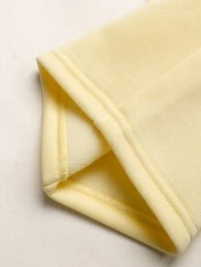 Young Girl Casual Light Kids Yellow Thermal Lined Knit Hooded Autumn Sweatshirt And Ruched Sweatpants Set - Yellow - View 8