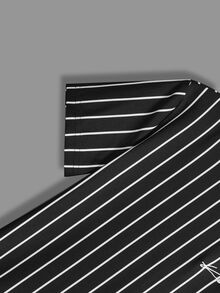 SHEIN Tween Boys' Black Casual Loose Striped Crew Neck Short Sleeve T-Shirt,Versatile For Commuting,School,Daily Wear,Sports,Suitable Spring/Summer - Black - View 6