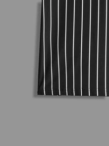 SHEIN Tween Boys' Black Casual Loose Striped Crew Neck Short Sleeve T-Shirt,Versatile For Commuting,School,Daily Wear,Sports,Suitable Spring/Summer - Black - View 4