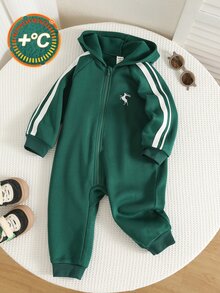 SHEIN Baby Boy Horse Pattern Knit Soft Hooded Long Sleeve Winter Jumpsuit Versatile Comfortable - Multicolor - View 7