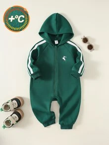 SHEIN Baby Boy Horse Pattern Knit Soft Hooded Long Sleeve Winter Jumpsuit Versatile Comfortable - Multicolor - View 6