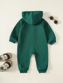 SHEIN Baby Boy Horse Pattern Knit Soft Hooded Long Sleeve Winter Jumpsuit Versatile Comfortable - Multicolor - View 2