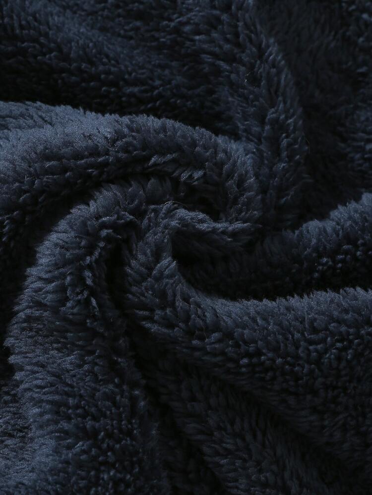 Newborn Baby Boy Cute Autumn/Winter Deep Blue Fuzzy Romper - Multicolor - View 8
