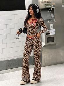 Dewbera Dewbera 2026 Spring/Summer New Women's Sports Set With Leopard Print - Multicolor - View 4