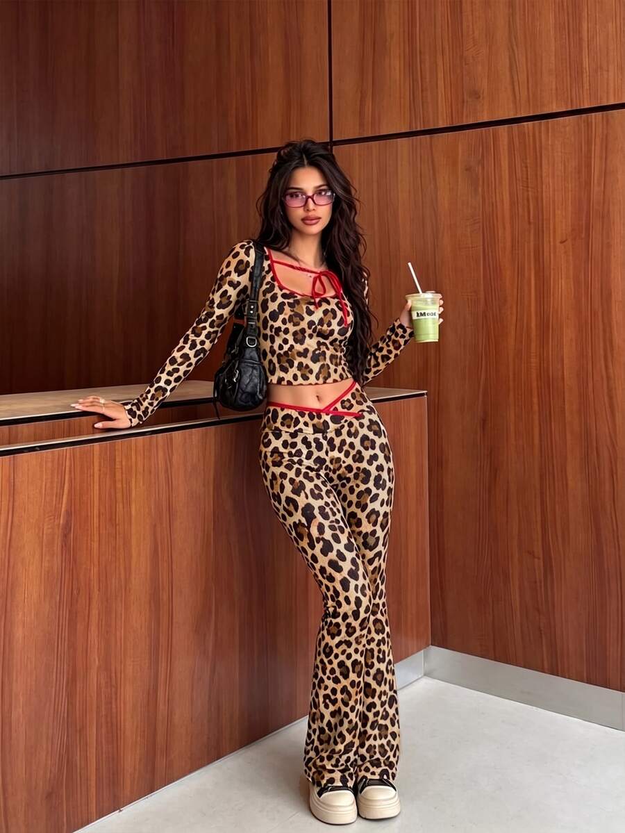 Dewbera Dewbera 2026 Spring/Summer New Women's Sports Set With Leopard Print - Multicolor - View 1