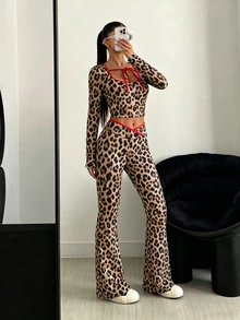 Dewbera Dewbera 2026 Spring/Summer New Women's Sports Set With Leopard Print - Multicolor - View 3