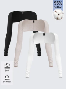 SHEIN BASICS 女款休閒運動街頭風運動休閒棉質多功能純色背心 健身房穿搭 黑色 淺灰色 全白色 秋季健身運動 - 彩色 - 查看 1