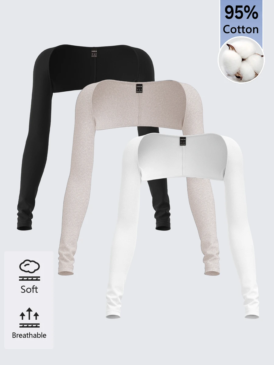 SHEIN BASICS 女款休閒運動街頭風運動休閒棉質多功能純色背心 健身房穿搭 黑色 淺灰色 全白色 秋季健身運動 - 彩色 - 查看 1