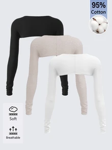 SHEIN BASICS 女款休閒運動街頭風運動休閒棉質多功能純色背心 健身房穿搭 黑色 淺灰色 全白色 秋季健身運動 - 彩色 - 查看 2