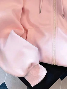 Resyla 大码女式纯色简约休闲长袖开衫 - 粉色 - 查看 3