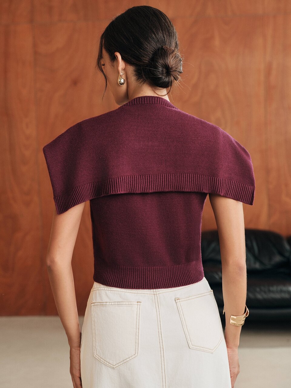 2026 New Elegant Elegant Tie-Up Slimming Sleeveless Design Sweater 2 Pieces Set